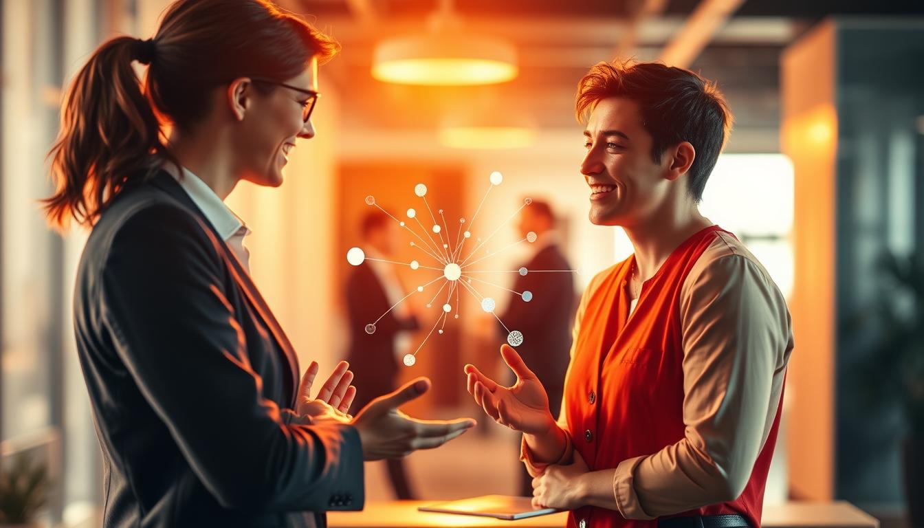 A vibrant, high-contrast image depicting effective communication.